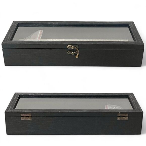 GraduatePro Rustic Black Shadow Box Frame Linen Back Hinged Glass Window - Picture 3 of 16